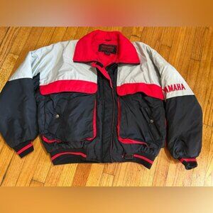 Vtg Yamaha Snowmobiles Jacket Ladies Sz XL Full Zip Insulated Red  Black